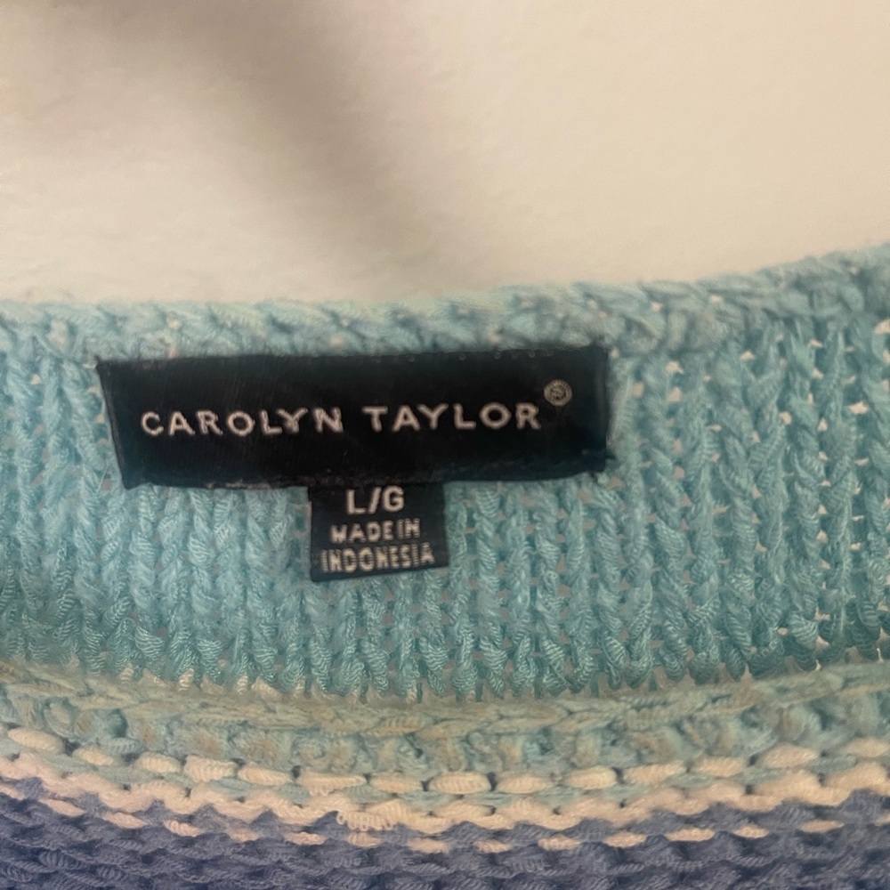 Women's Striped Blue Sweater - Picture 3 of 3